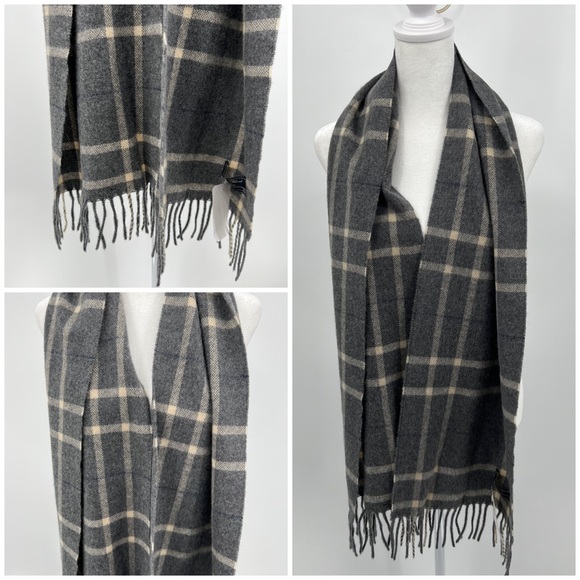 Linea Emmeti wool cashmere blend plaid scarf - Picture 1 of 5